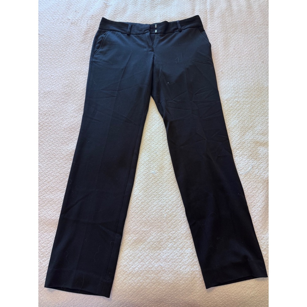 Michael Kors Black Straight Leg Dress Pants Trousers Gold Logo Size 4